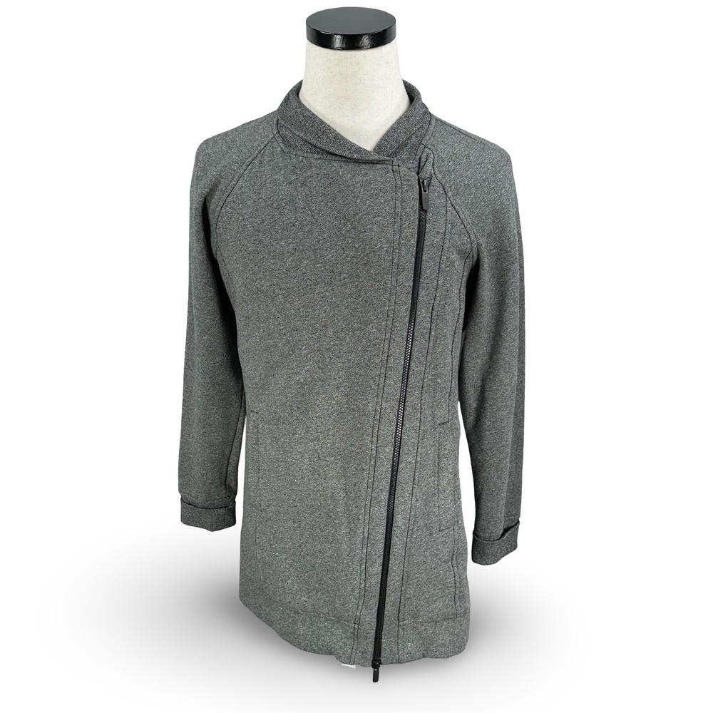 Lululemon Back to It Wrap Fleece Jacket‎ Gray Asymmetrical Zip Raglan Longline